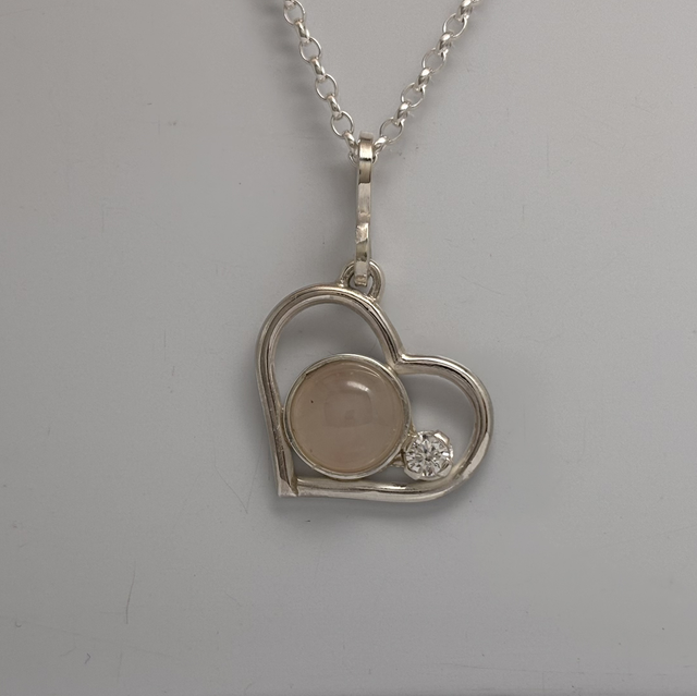 Pendentif Cœur Quartz rose/ OZ